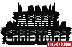 Merry christmas sign art with american flag - free dxf download