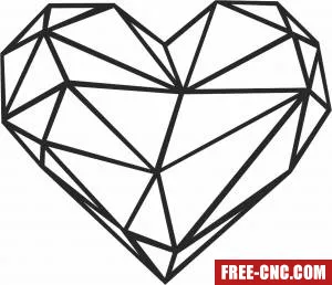 Geometric polygon heart - Free dxf download