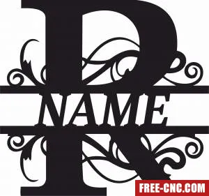 R letter name monogram - Free dxf download