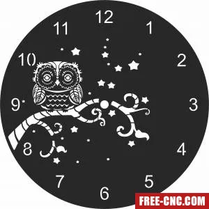 Owl wall clock vinyl - Free dxf download