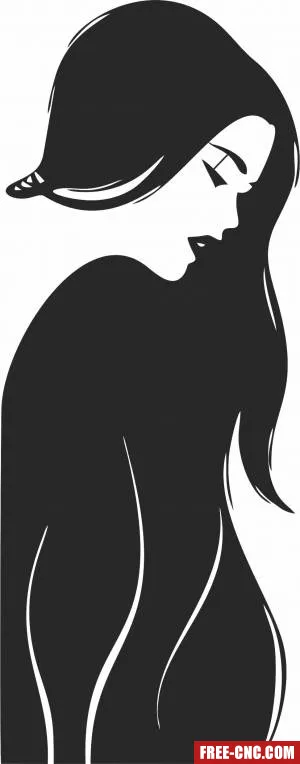 Woman with long hair - Free dxf files ready to cut