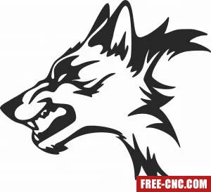 Angry wolf clipart - Free dxf for laser cutting and plasma