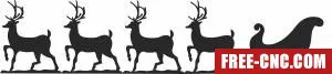 Santa christmas sleigh deers clipart - Free dxf files ready to cut