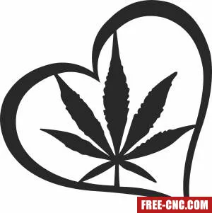 Love marijuana heart wall decor - Free dxf for laser cutting and plasma