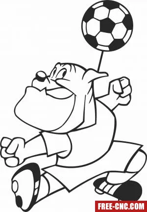 Cartoon dog football soccer player - Free dxf download