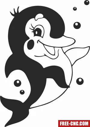 Cute dolphin clipart - Download free dxf for cnc plasma cutting