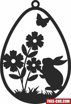 Easter egg ornament with a bunny - Free dxf files ready to cut