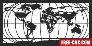 World map wall decors - Free dxf for laser cutting and plasma