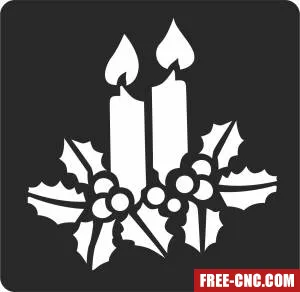 Christmas candle with mistletoe - Download free dxf for cnc plasma cutting