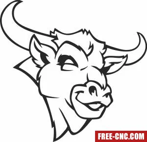 Angry bull head wall cliparts - Free dxf download