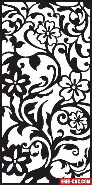 Panel decorative wall screen floral pattern - Free dxf for laser cutting and plasma