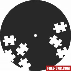 Wall clock with puzzle pieces - Download free dxf for cnc plasma cutting