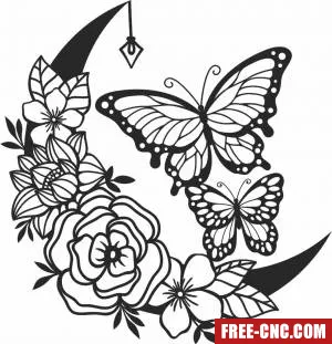 Butterfly flower moon decor - Download free dxf for cnc plasma cutting