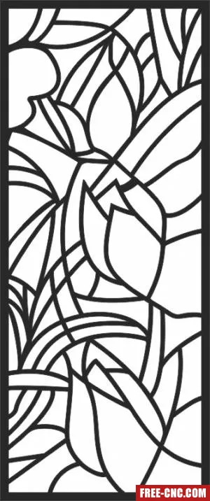 Floral decorative wall screen door pattern - free dxf download