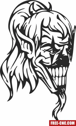 Scary girl clown cliparts - Download free dxf for cnc plasma cutting