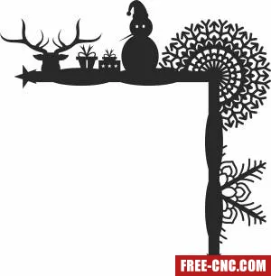 Christmas snowman door corner - Free dxf files ready to cut Christmas snowman door corner - Free dxf files ready to cut