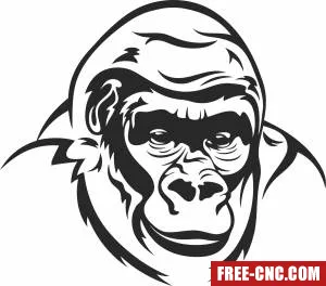 Gorilla portrait monkey clipart - Free dxf files ready to cut