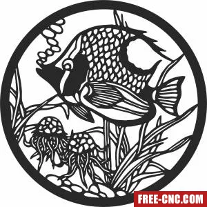 Fish cliparts scene - Download free dxf for cnc plasma cutting