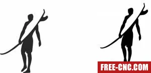 Man with surfing board - free dxf download