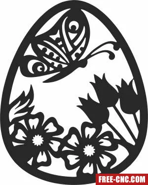 Easter egg decorating with butterfly and flowers - Free dxf for laser cutting and plasma