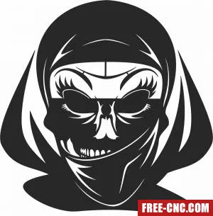 Horror women skull cliparts - Download free dxf for cnc plasma cutting