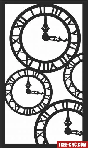 Decorative clocks art panel - Free dxf for laser cutting and plasma