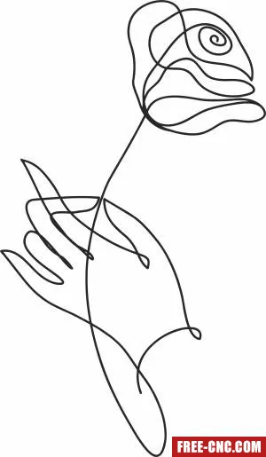 Flower rose one line art - Free dxf files ready to cut