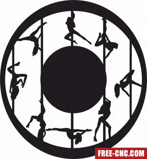 Pole dancers wall clock striptease design - free dxf download