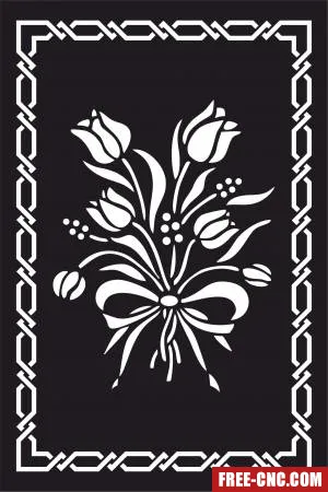 Decorative panel door wall screen flower pattern - Free dxf download Decorative panel door wall screen flower pattern - Free dxf download
