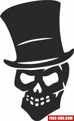 Halloween skull wearing hat - Free dxf files ready to cut