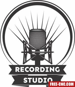 Record player studio logo sign - Download free dxf for cnc plasma cutting