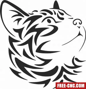 Cute tribal cat wall decor - Free dxf for laser cutting and plasma