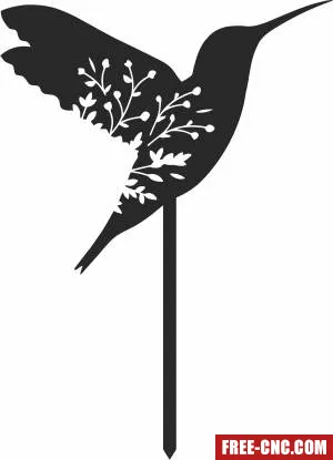 Floral hummingbird garden stake - Download free dxf for cnc plasma cutting