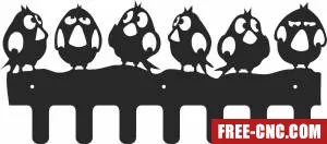 Birds keys holder wall decor - Free dxf download