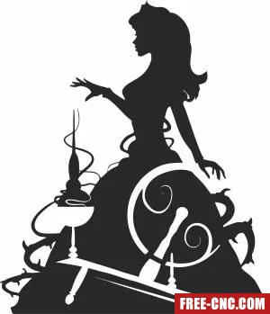 Princess aurora silhouette cliparts - Free dxf for laser cutting and plasma