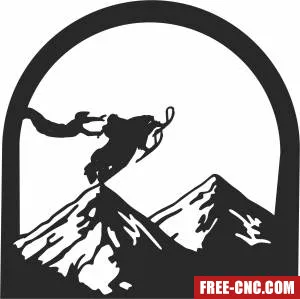 Ice mountain motorcycle scene - Free dxf files ready to cut