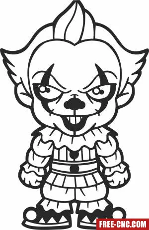 Horror clown clipart - Free dxf files ready to cut