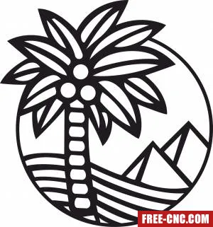 Pyramids with palm trees clipart - Free dxf download