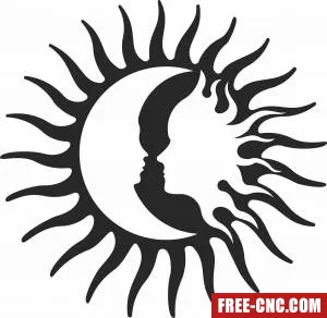 Sun moon cliparts wall decors - Free dxf for laser cutting and plasma