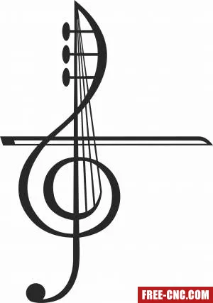 Violin and treble clef vector - Download free dxf for cnc plasma cutting