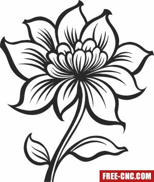 Flower silhouette rose line art - Free dxf download