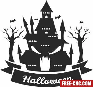 Halloween scary house clipart - Download free dxf for cnc plasma cutting