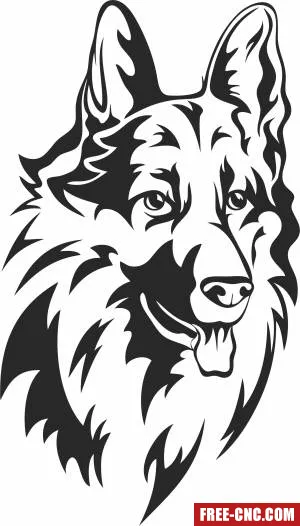 German shepherd dog stencil - Download free dxf for cnc plasma cutting