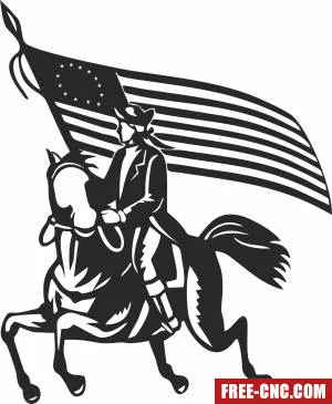 American soldier riding horse revolution cliparts - Free dxf for laser cutting and plasma