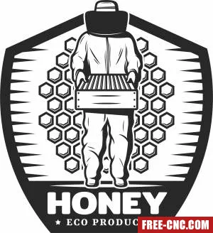 Honey bee logo sign - Free dxf download