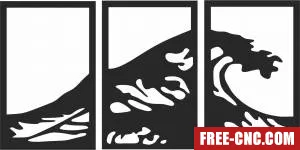 Waves panels clipart - Free dxf files ready to cut