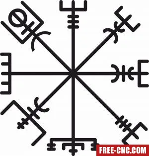 Vegvisir runic compass norse symbols - Free dxf files ready to cut