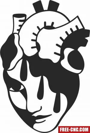 Hearts women face wall art - Free dxf download