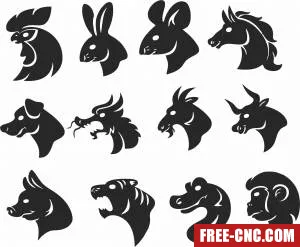 Animals faces - Download free dxf for cnc plasma cutting