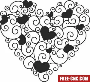 Heart art clipart - Free dxf download